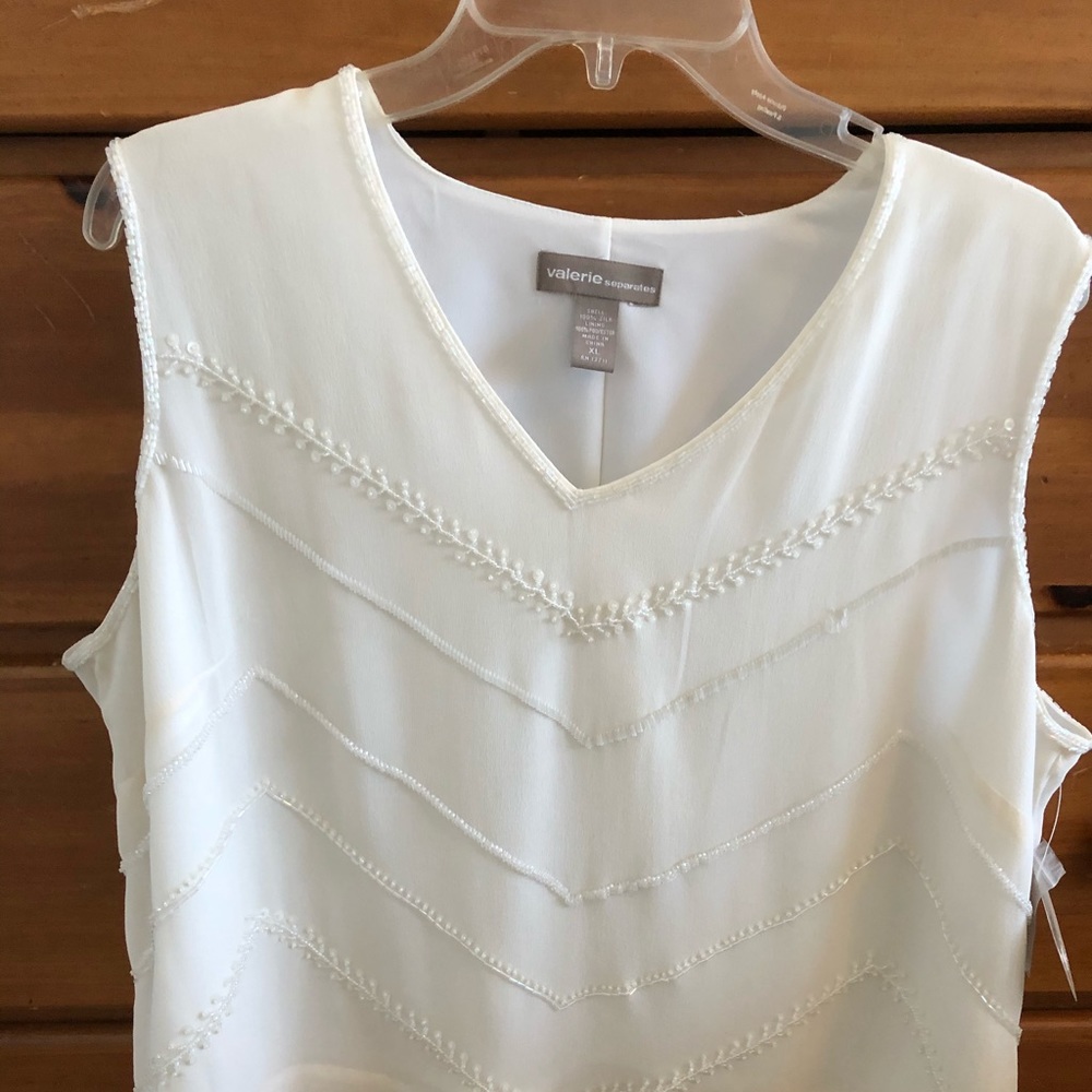 NWT Valerie separates XL beaded silk V neck blouse